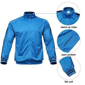 Ensemble de survêtements solides pour hommes, tenue de sport ajustée, veste à manches longues en polyester pour la course et la gym, pantalon de survêtement décontracté pour l'extérieur - Product Image 6