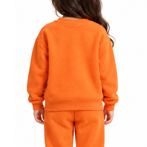 <b>Kids</b> Fleece Tracksuit Orange Crewneck Sweatshirt Jogger Pants Ribbed Edge Soft Fleece Custom Wholesale <b>Clothing</b> Manufacturer OEM - Product Image 6