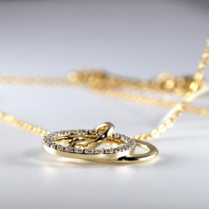 Pendentif de fête pour femme en or jaune d'élite avec diamant de laboratoire taille brillant, motif cercles entrelacés, double éternité classique, cadeau de mariage - Product Image 3