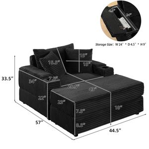 โซฟาห้องนั่งเล่นแสนสบายพร้อมหมอนอิง 2 ใบ และโซฟาแบบมีที่วางเท้า - Product Image 3