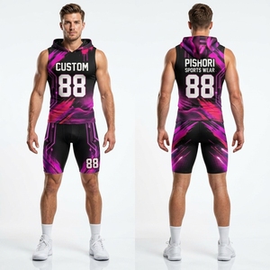 Custom 7on7 Football Competition Wear 100% Polyester Green White <b>Dye</b> Sublimation Jersey Shorts with Player Number - Product Image 1