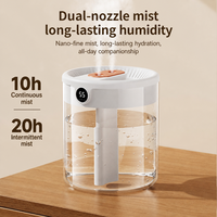 Nouvel humidificateur à double pulvérisation 2L, USB, grande capacité, silencieux, pour la maison, la chambre, le bureau, avec lumière nocturne et affichage numérique