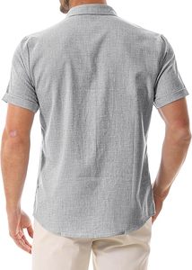 Men's Linen Shirts Short Sleeve Button Down Shirts for Men Casual Beach Summer <b>Wedding</b> <b>Tops</b> - Product Image 2