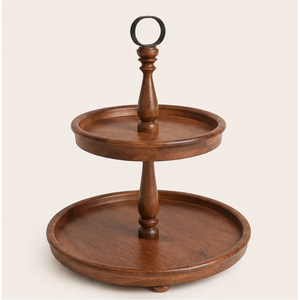 Wholesale Rustic 2 Tier Wooden Cake Stand & Mango Wood Tiered Serving Tray for Wedding Dessert Display Cupcake <b>Tower</b> <b>Kitchen</b> Use - Product Image 1