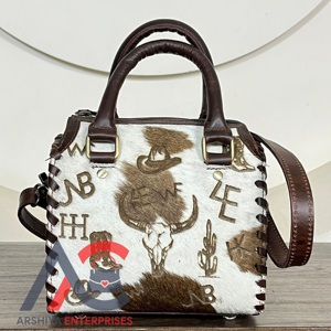 Premium Handcrafted Real Hair on Cowhide <b>Leather</b> <b>Small</b> Speedy Duffel <b>Bags</b> Western Designer Crossbody Travel Handbags for Unisex - Product Image 1