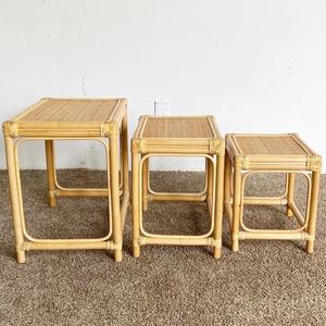 Mesas auxiliares de ratán a precio competitivo, muebles de sala de estar, juego de mesas de centro de mimbre y madera. - Product Image 5