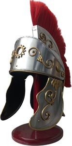 Casco de Caballero Imperial Romano de Acero, Armadura Medieval Antigua para Reenactamiento y Coleccionistas, Acabado Plateado - Product Image 4