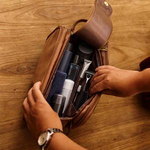 Custom High End Genuine <b>Leather</b> <b>Toiletry</b> <b>Bag</b> Luxury Travel Dopp Kit <b>Men</b> Vintage Shaving Wash Cosmetic Case LYG-0146 - Product Image 4