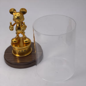 Boîte de présentation ronde de jouets en acrylique avec base en bois solide: vitrine élégante pour objets de collection et figurines d'action - Product Image 1