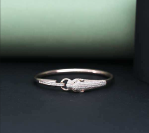 925 Silver Animal Shape Diamond Bangle Micro Pave Luxury Women's Bracelet Everyday Wear - Product Image 2