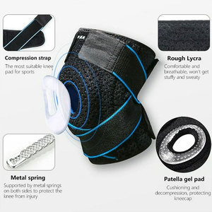 Genouillère de soutien taille unique noire avec bordure bleue, attelle de compression élastique, circonférence 32-44 cm - Product Image 5