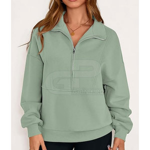 Custom <b>Women</b> <b>Quarter</b> <b>Zip</b> <b>Sweatshirt</b> With Breathable Performance Fabric Relaxed Fit For Active Sports And Outdoor Wear - Product Image 2