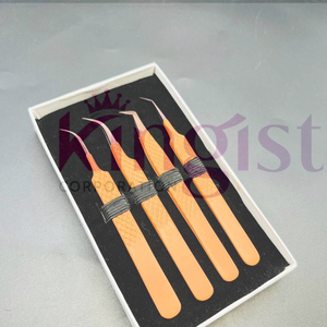 Juego Profesional de Pinzas para Extensión de Pestañas de Acero Inoxidable Plateado, 3 Piezas, Rectas, Curvas, Tipo L, Puntas 3D, Estuche de Cuero Resistente - Product Image 3