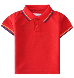 Venta al por mayor logotipo personalizado frontal impreso de punto 100% algodón 180g sólido transpirable secado rápido Casual manga corta Polos niños - Product Image 3