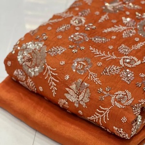 Export Quality Embroidered Silk Fabric with Beads Bulk Supply Silk Fabric with Beaded Embroidery For Clothing Industry Beaded - Product Image 3