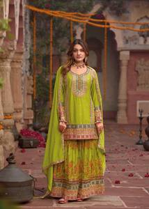 Nuevas Dupattas Pakistaníes de Diseño Tradicional para Fiesta, en Seda Chinon Pesada con Lentejuelas Chine - Product Image 3