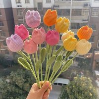 Fleur artificielle tricotée en crochet faite à la main, lot de fleurs floquées en laine, cadeau fait à la main