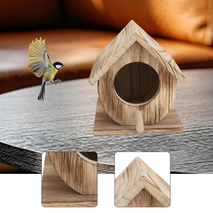 Handmade Wooden <b>Bird</b> House Outdoor Garden Nesting Box Natural Wood Birdhouse with <b>Perch</b> for Backyard - Product Image 6