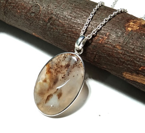 Natural Montana Agate Charm Pendant 925 Sterling Silver Handmade Gemstone Necklace Statement Jewelry Third Party Certified - Product Image 1