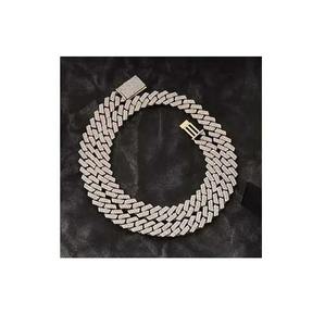 Cadena Cubana de Plata de Ley 925 con Diamantes, Diseño de Lujo, Ancho de 6mm, 8mm, 10mm, Chapada en Oro Blanco de 18K, Collar Hip Hop para Hombre y Mujer - Product Image 3