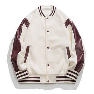 Veste varsity vintage pour homme de haute qualité, col montant, multicolore, tissu 100% coton, fermeture à boutons, veste de baseball varsity pour homme - Product Image 1