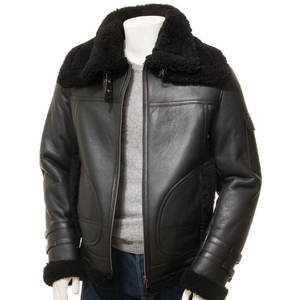 Blousons Aviateur Homme en Cuir de Mouton Véritable 2026 avec Doublure en Fausse Fourrure, Fermeture Éclair, Style Moto Biker Hiver, Manteau Chaud et Épais - Product Image 3