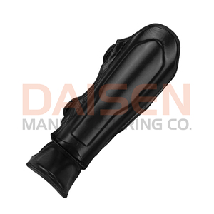 Protège-tibias en cuir PU noir avec fermeture auto-agrippante pour la protection sportive des adultes, design léger, utilisation toutes saisons - Product Image 3