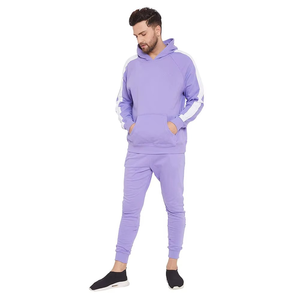 Sudadera con Capucha Personalizada, 80% Algodón, 20% Poliéster, Conjuntos Deportivos para Correr, Ropa Deportiva al por Mayor, Color Morado, Trajes Deportivos para Hombre - Product Image 1