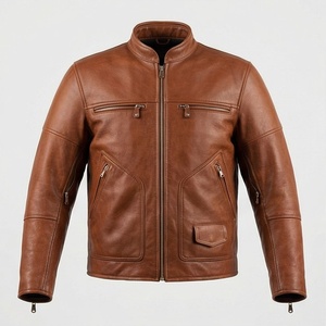 Vestes en cuir pour hommes NAI-0482A, vente en gros, manteaux de moto, vêtements d'extérieur tendance, vêtements de protection pour la conduite, couleur personnalisée - Product Image 1