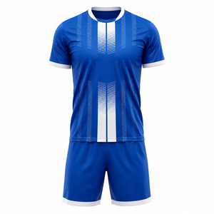 Ensemble Maillot et Short de Football Personnalisé Unisexe en Gros, Séchage Rapide, Respirant, 100% Polyester, Col en V, Tenue d'Équipe d'Été - Product Image 1