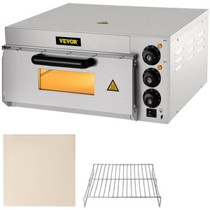 Forno Pizza Commerciale Elettrico da Banco 14 Pollici, 110V 1300W, in Acciaio Inossidabile, con Piano in Pietra, per Panifici - Product Image 1