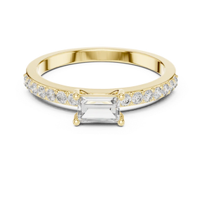 Bague en diamant de laboratoire de 1,00 carat, taille émeraude, clarté VS2, couleur E, certifiée IGI, or jaune 10K, fabricant de bijoux en diamant CVD - Product Image 1