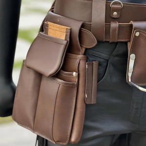 เข็มขัดเครื่องมือหนังแท้คุณภาพสูงสำหรับช่างไม้ ช่างซ่อมบำรุง และช่างไฟฟ้า พร้อมสายสะพายและกระเป๋าคาดเอว ราคาประหยัด - Product Image 1