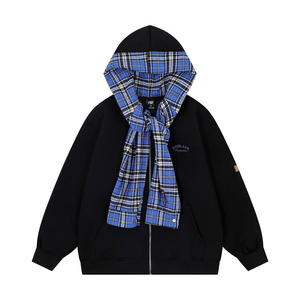 Sudadera Unisex Oversize con Cuello Alto y Cremallera, Forro Gris Azulado, Estilo Casual Urbano, Ropa de Otoño, 100% Algodón Felpa - Product Image 4