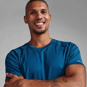 Camiseta Deportiva de Manga Corta para Hombre, Azul, de Secado Rápido, Corte Regular, Cuello Redondo, Estilo Jersey - Product Image 5