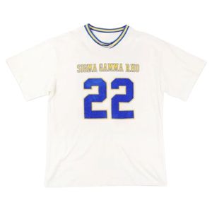 T-shirt de football surdimensionné de qualité supérieure pour femme, col rond, manches courtes, design personnalisé avec lettres grecques, décontracté et sportif - Product Image 1