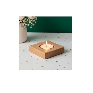 Support à bougies vintage en bois, finition rustique, idéal pour les bougies chauffe-plat et la décoration, disponible au meilleur prix. - Product Image 4