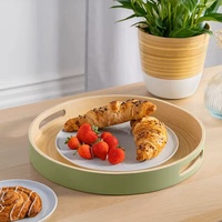 Plateau en bambou durable avec poignée, plateau de service alimentaire jetable pour la restauration, les fêtes et les événements en plein air