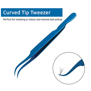 Pinzas Profesionales para Extensión de Pestañas de Acero Inoxidable con Acabado en Titanio Azul y Super Rectas - Product Image 5