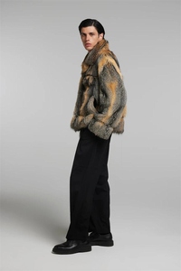 <b>Men's</b> Faux Fox Fur Overcoat Turn-down Collar Regular Sleeve Solid Color Thick <b>Long</b> Outerwear - Product Image 3
