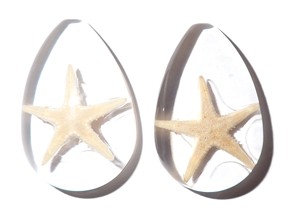 Starfish Real Specimen Plastic Cabochon Pear Cut <b>Top</b> 46x30 mm Clear Flat Bottom for Crafts and Jewelry Making - Product Image 5