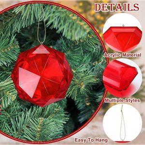 Set di 4 Decorazioni Natalizie Rettangolari in Acrilico da 3,9 "-6,2" con Glitter, Ornamenti per Albero di Natale, Palline Decorative da Appendere - Product Image 4