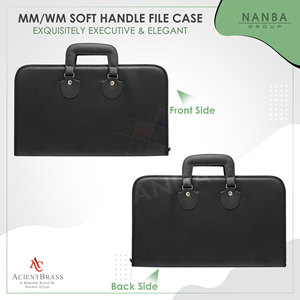 MMWM Classic Luxury High Quality Eco-friendly Black Imitation Leather Hard Handle Square Half <b>File</b> Case | Masonic Design Cordura - Product Image 2