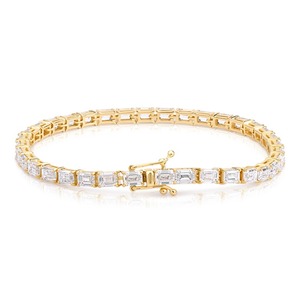 18K Yellow Gold 9.1CT East West Emerald Cut Lab Grown Diamond Tennis <b>Bracelet</b> Manufacturer - Product Image 3