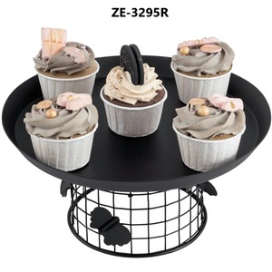 Round Metal Cake Platter With 5 Cupcake Holders Black Wire Base Elegant Display Stand for Party Decor - Product Image 4