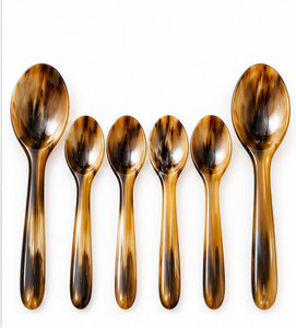 Ensemble de cuillères à servir en corne naturelle faites à la main, 6 pièces, couverts artisanaux pour la maison, la cuisine, le restaurant, l'hôtel et les cadeaux - Product Image 5