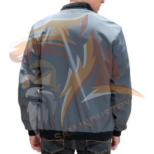 Custom Logo Embroidered Streetwear Satin Varsity Jackets for Men <b>Stand</b> Collar Outerwear Winter Polyester Satin Bomber Jackets - Product Image 2