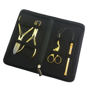 Kit Profesional de Herramientas de Acero Inoxidable Dorado para Extensiones de Cabello con Juego de Aplicación/Remoción de Micro Link y Queratina y Estuche - Product Image 1