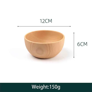 Grove Round Wooden Rice Bowl Solid Wood Polished Traditional Chinese Design Handmade Minimalist Design Dishes & <b>Plates</b> - Product Image 3