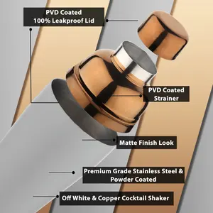 Coctelera Comercial OEM de Acero Inoxidable de 500ml, Plateada en PVD Blanco y Cobre, Resistente y a Prueba de Fugas, Herramienta de Bar para Venta al Por Mayor - Product Image 5